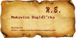 Makovics Boglárka névjegykártya